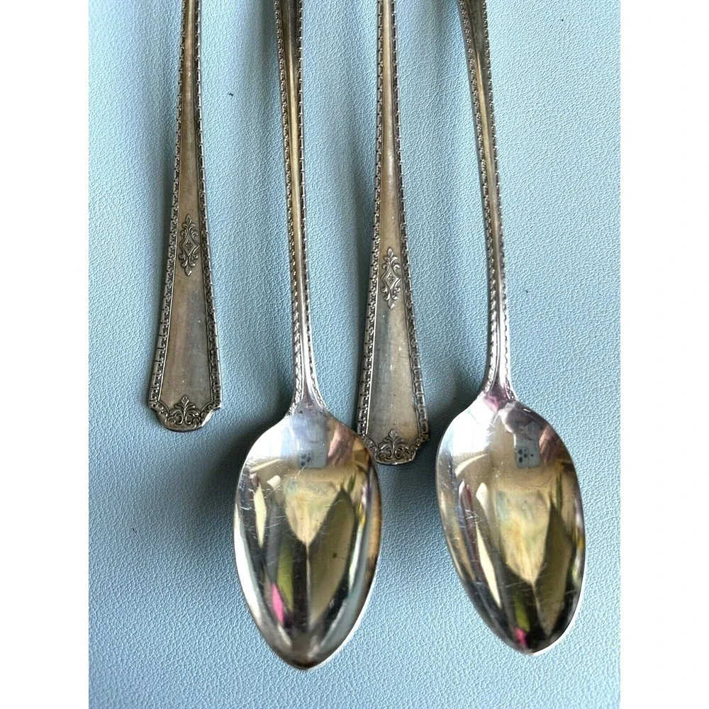 4 Pcs Wm.Rogers AA Oneida Ltd. Berkeley Silverplate Iced Tea Spoon